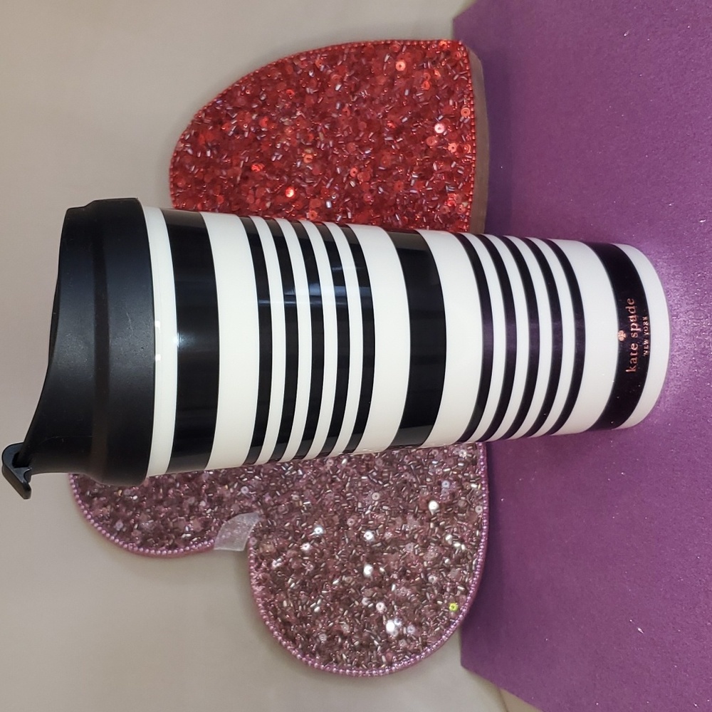 Kate Spade ♠️❤️NWT❤️♠️ "Black Stripe" 16 oz. Thermal Travel Mug♠️❤️♠️❤️♠️❤️ - Picture 4 of 10